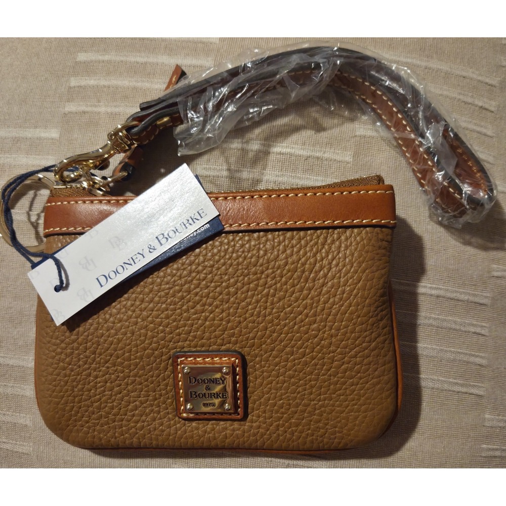 Dooney And Bourke Pebble Grain Medium Wristlet Brown NWT